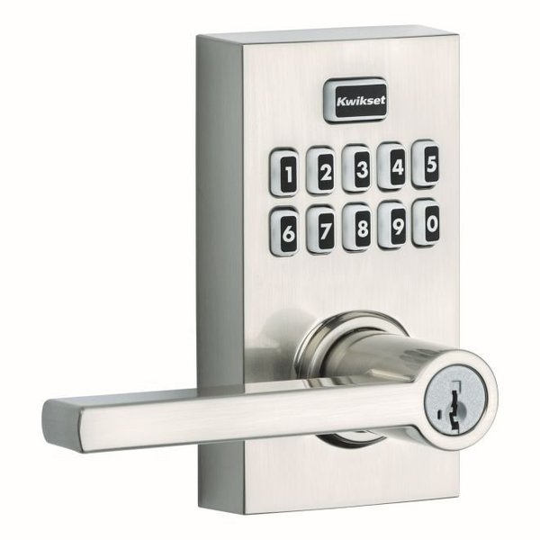 Kwikset Smartcode Keypad Electronic , Halifax Lever SmartKey , 6AL Latch, RCS Strike Satin Nickel Finish 917HFL-15S